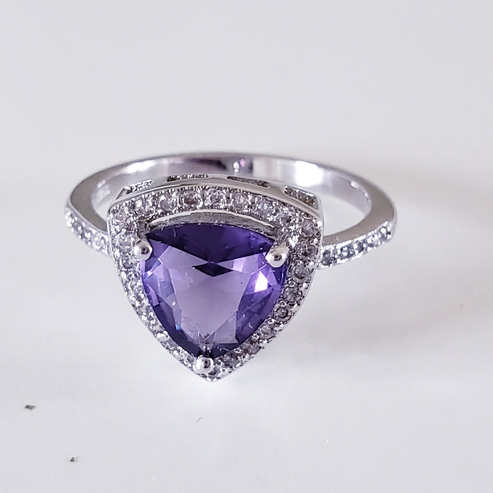 Amethyst and Sterling Silver Ring - 7